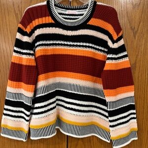 KIRUNDO Women's Medium Striped Color Block Sweater Loose Knit Pullover Oversize